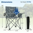 thumbnail image 3 of Gymax 2PCS Oversized Camping Chairs Heavy Duty Outdoor Folding Chair w/Cooler Pouch Gray, 3 of 10