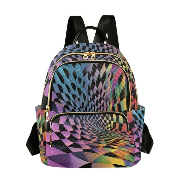 FORMRS Mini Backpack Purse for Women Travel Daypack Casual Shoulder Bag, Pink Wavy Plaid