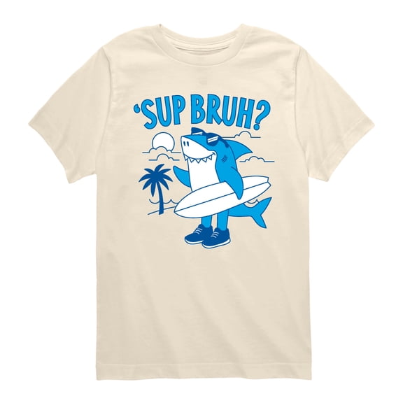 Instant Message - Sup Bruh Shark - Youth Boys Short Sleeve Graphic T-Shirt
