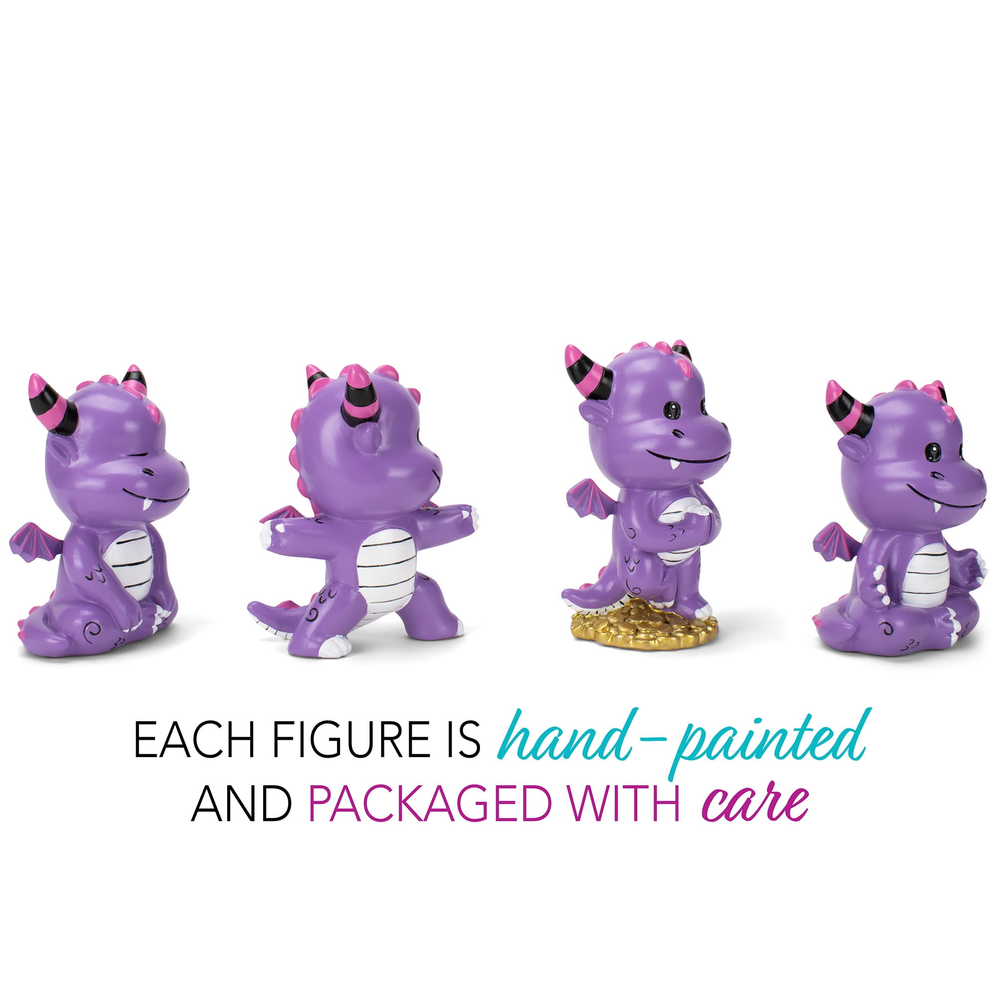 Class Collections Purple Yoga Dragon 4 inch Resin Stone Collectible Figurines Set of 4