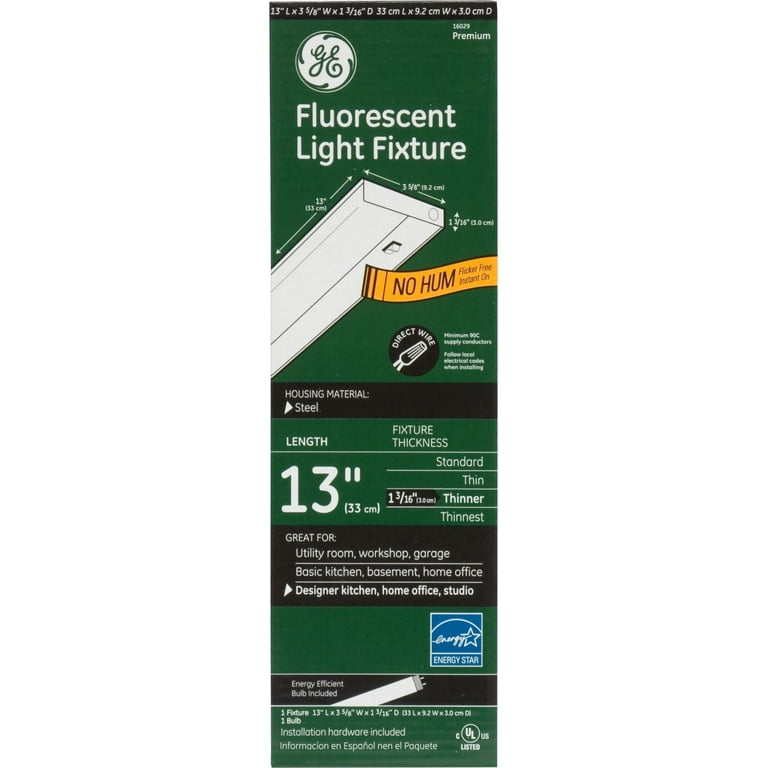 GE Premium Fluorescent Direct Wire Under Cabinet Light Fixture 13in 16029