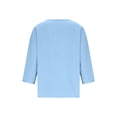 thumbnail image 7 of Tqyyweavej Women's Plus Linen Shirts Oversized Baggy 3/4 Length Sleeve Blouses Lounge Solid Color V Neck Summer Tops for Women, 7 of 7
