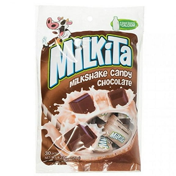 Milkita Chocolate Shake Candy Soft Chew Candy; Rich Source of Calcium; Pack of 4.23 OZ (120g)