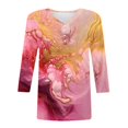 thumbnail image 6 of Summer Plus Size 3/4 Sleeves Tops for Womens Fashon Spring And Summer Print Top Collar Button Sexy Shirt 3/4 Sleeve Long Sleeve V Neck Top/Shirt, 6 of 7