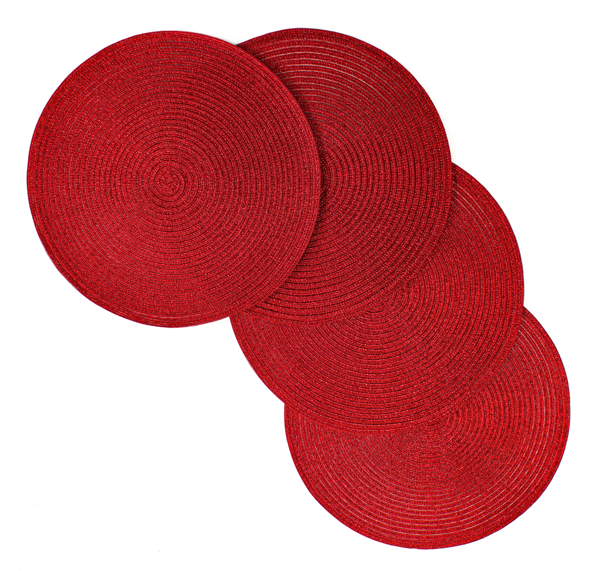 Christmas Carol Woven Spiral Table Placemats 15 Inches Round Set of 4