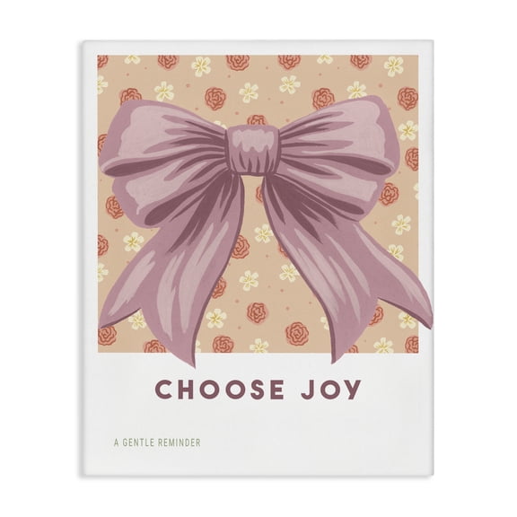 Stupell Industries Choose Joy Bow with Florals Canvas Wall Art, design by Courtney Haley, 48 x 36