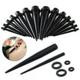 thumbnail image 4 of EOEMY Acrylic Ear Flesh Tunnels Tapers Spirals Expanders Stretchers O-Ring Plug Kit !-Black-2mm, 4 of 9
