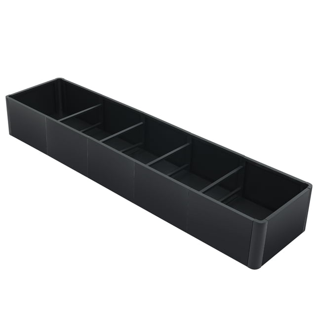 Rectangular Metal Raised Garden Bed – Heavy Duty Steel Planter Box with Bottom & Drainage Holes, Weather-Resistant, Tool-Free Assembly for Patio, Balcony & Indoor/Outdoor Plants, 70x20x12in Black