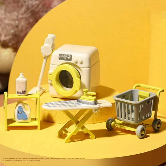 Cameland Maison de Poupée Meubles Cuisine Jeu de Jeu Librairie Aire de Jeux Miniature Réfrigérateur Ensemble Faire Semblant Scène de Jeu Accessoires Jouets