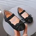thumbnail image 4 of AISAMEFE Toddler Girls Dress Shoes Flower Girl Flats Pearls Bow Mary Janes Wedding Party Flora Shoes Black,11.5, 4 of 4