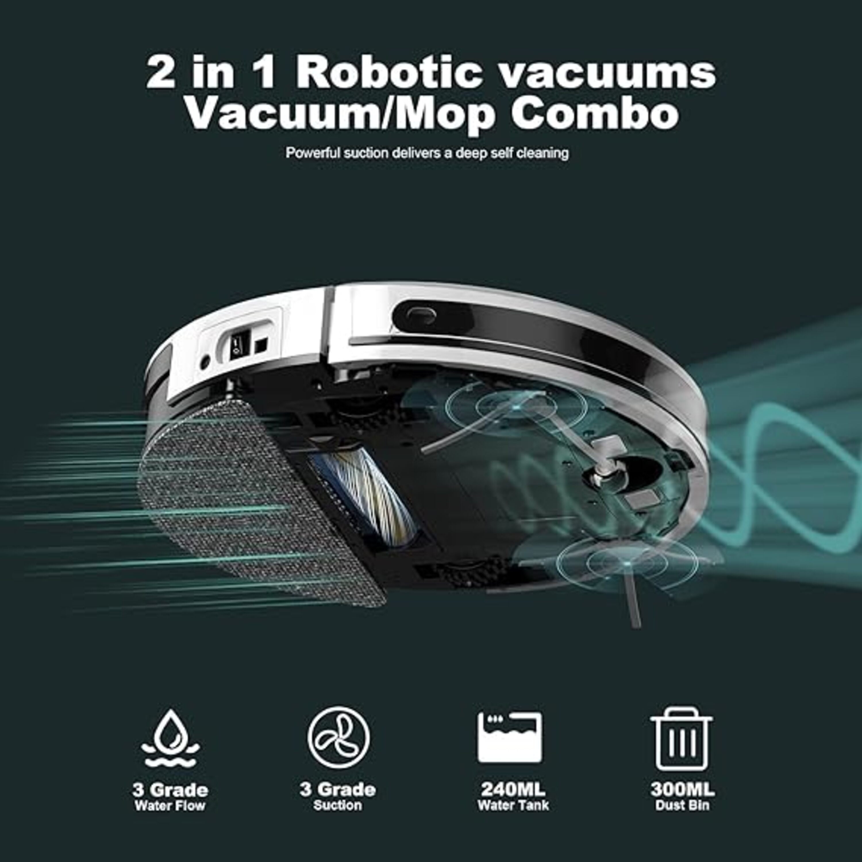 Tecbot S3 Pro Laser Navigating Robot Vacuum Cleaner w/360° LDS
