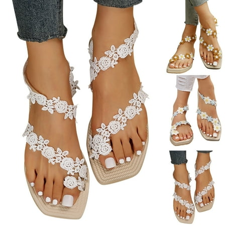 

Akiihool Flip Flops for Women Summer Women Casual Summer Sandals with Arch Support Flip Flops Platforms Beach Womens Shoes Walking (White 8)