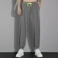 thumbnail image 2 of MIXUE Sweatpants for Men Solid Color Summer Ice Silk Lightweight Style Joggers Loose Fit Sport Casual Trousers Sportwear,Gray,XXXL, 2 of 8