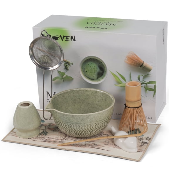 Matcha Whisk Set, 8-Piece Japanese Matcha Tea Ceremony Kit with Bamboo Whisk, Bowl, Scoop & Gift Box