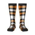 thumbnail image 2 of Lsque Orange Plaid Printed Crew Socks Men's Women's LightWeight Thin Casual Calf Socks ,Knee High Socks,Cotton Socks, 2 of 9