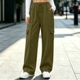 thumbnail image 2 of Cargo Sweatpants for Women Waisted Drawstring Waist Wide Leg Joggers Fall Fashion Casual Loose Pants with Pockets, 2 of 10