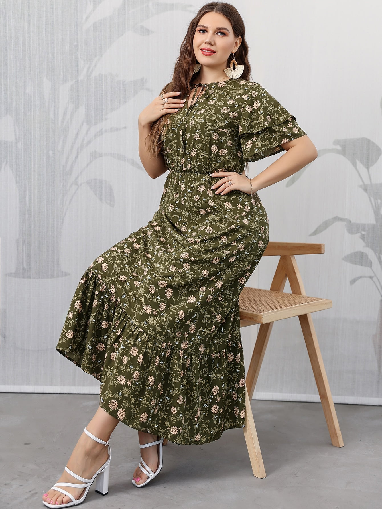 Women's Plus Size Floral Print Layer 