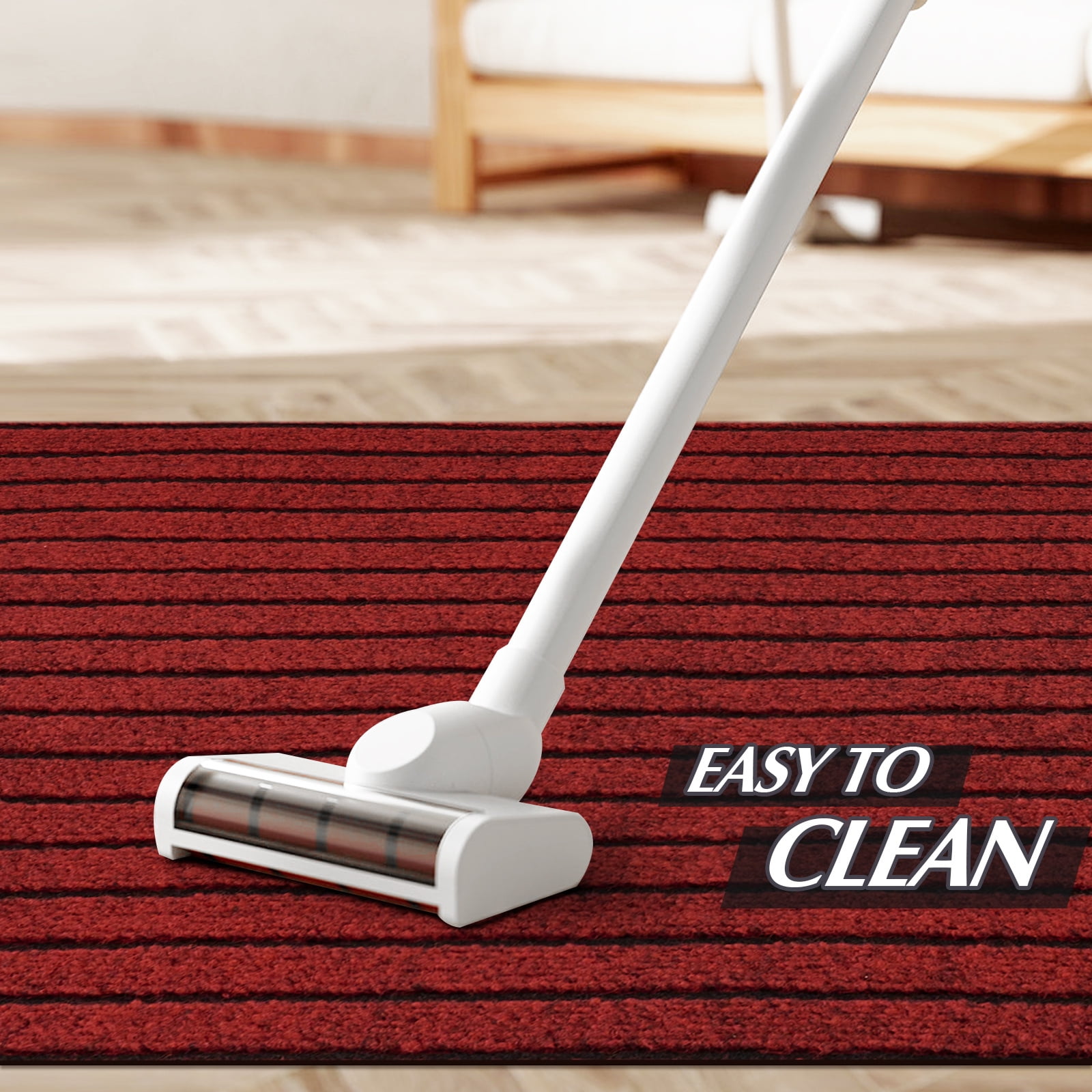 Morefany Runner Rugs Outdoor Indoor Area Rug with Rubber Backing Non Slip Carpet Custom Size Mat for Hallway Entryway Kitchen Garage Laundry Striped Red 6' x 25'