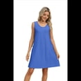 thumbnail image 3 of Vestido de Verano para Mujer, para Playa, Vacaciones, Azul Oscuro, Talla M, 3 of 10