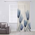 thumbnail image 3 of Spring Floral Semi Sheer Curtains Drapes for Living Room, Bedroom, French Doors Window 63 Inches Long, Blue Tulip Summer Botanical Rustic Rod Pocket Chiffon Curtain Drapery Voile Draperies Panel, 3 of 6