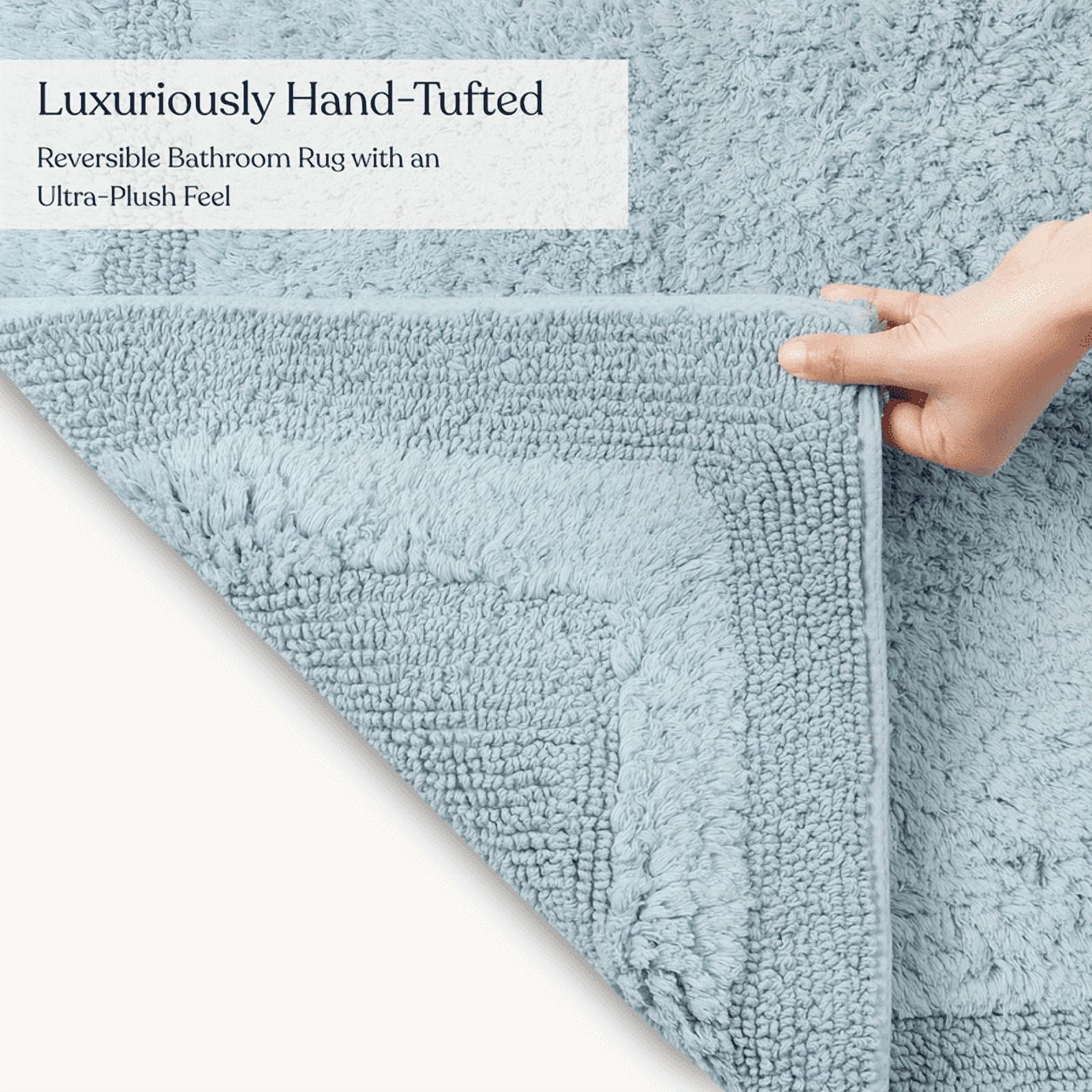 Delara Organic Cotton Reversible Bath Mat – 3000 GSM, GOTS Certified, Ultra-Thick & Super Absorbent | Soft, Plush & Quick-Drying Bathroom Rug