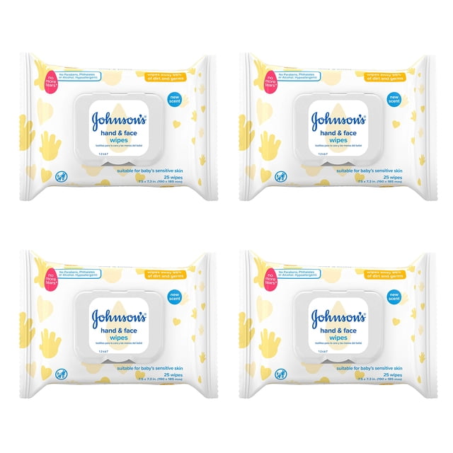 Toallitas limpiadoras desinfectantes para bebés Johnson's Hand & Face, 25 unidades