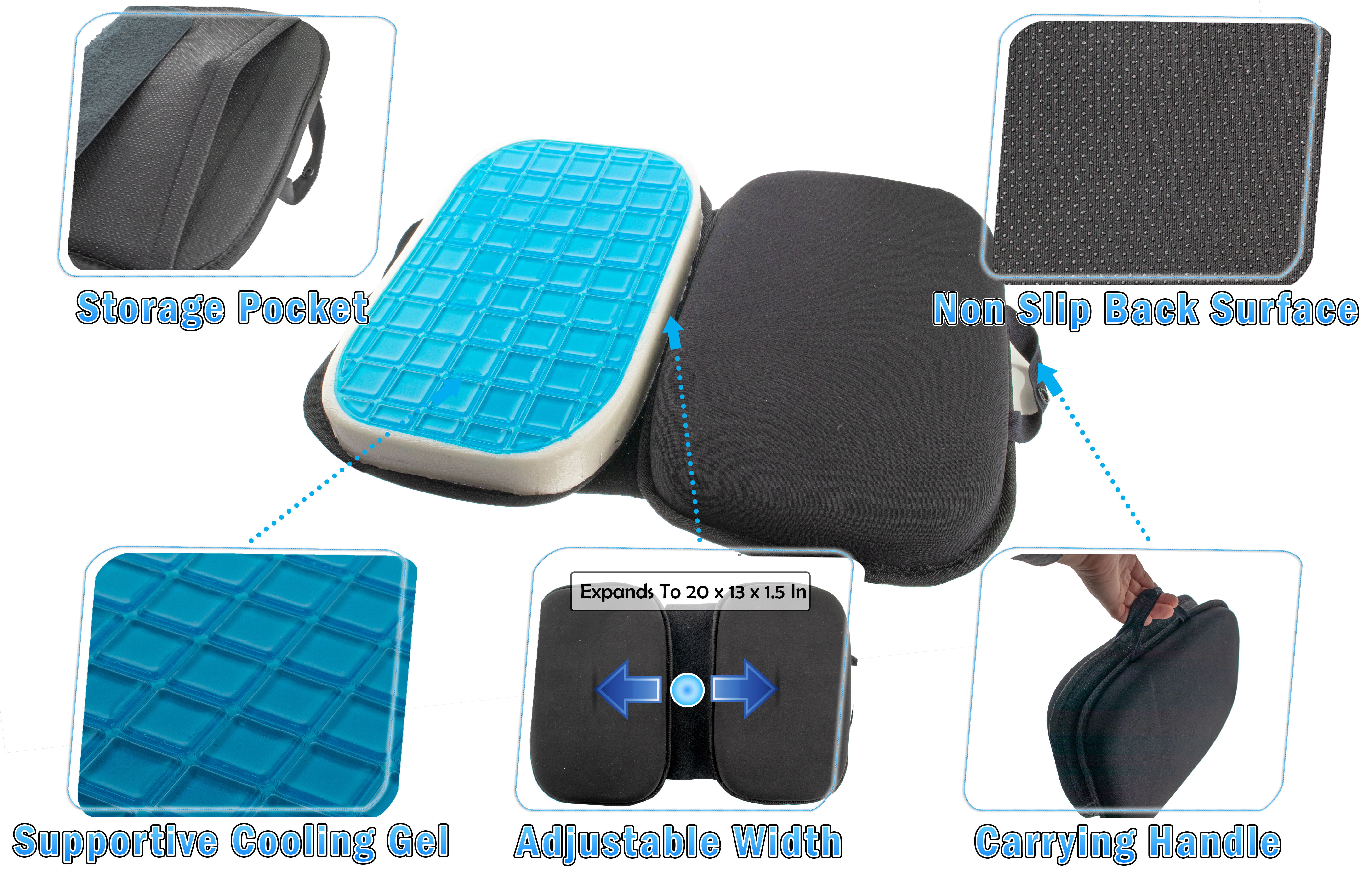  Bingyee Gel Seat Cushion 1.8 Inch Cooling Gel Double Seat  Cushion for Pressure Relief Orthopedic Chair Pads for Home Chair Office  Chair Car Seat Cushion Sweatless Bottom for Long Sitting 