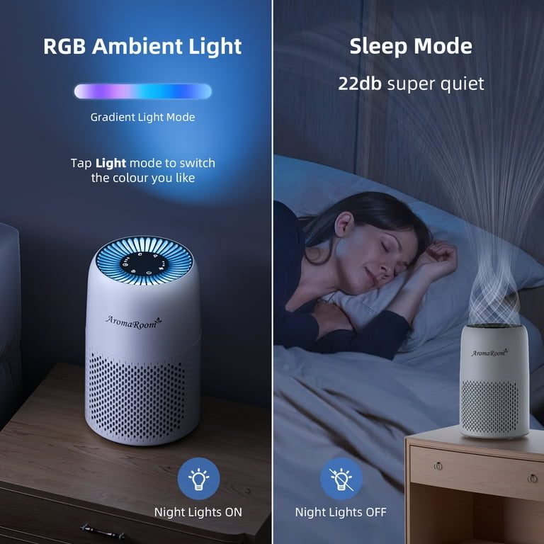 Aroma Room Hepa Portable Air Purifier for Bedroom Home Pets Small Air Cleaners Purify for Allergy with RGB Light