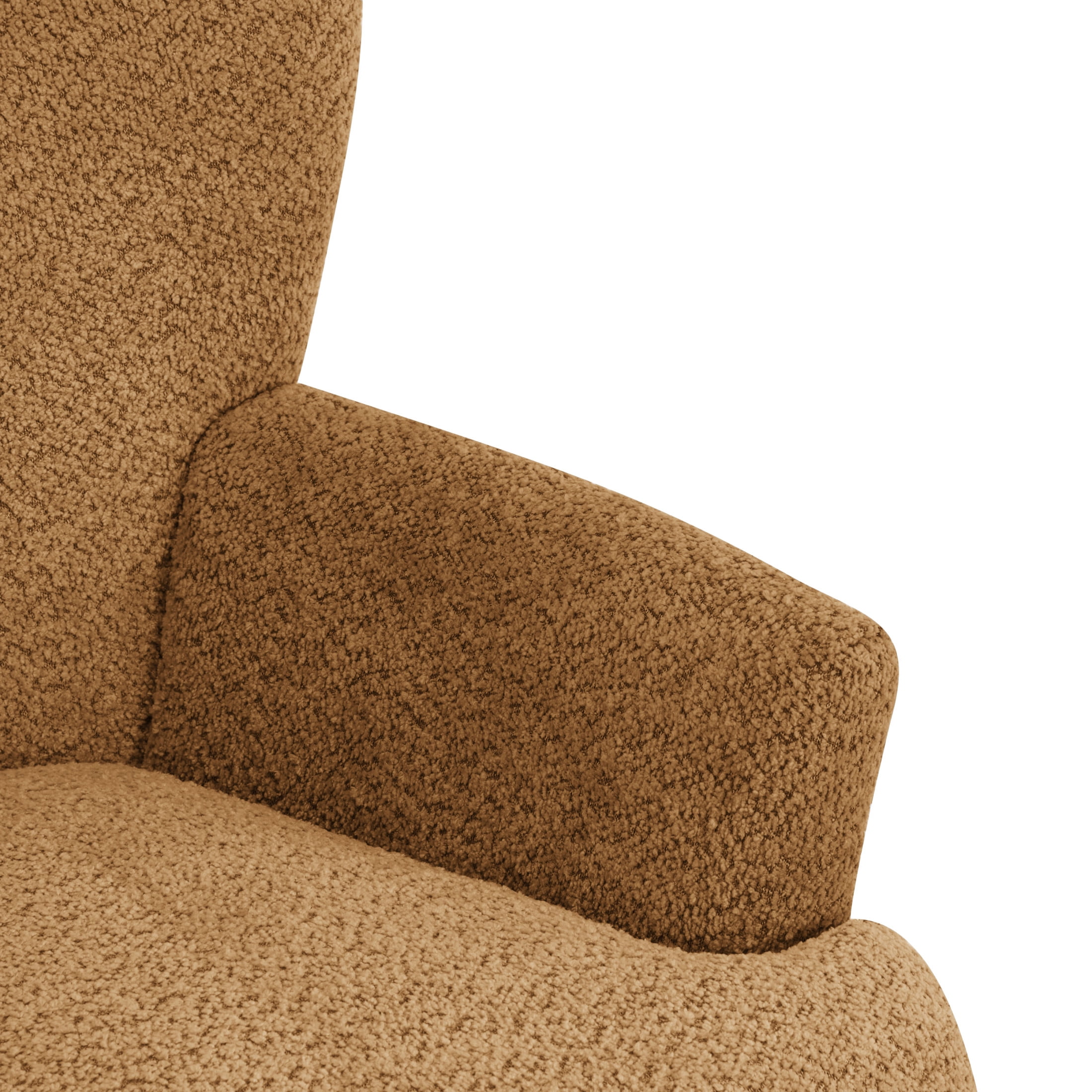 Christopher Knight Home Contemporary Boucle Upholstered Chair with Flared Armrest and Wood Frame, Caramel