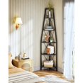 thumbnail image 4 of 5-tier Corner Shelf  Bookshelf Ladder Floor Standing Storage Rack Open Display Stand Plant For Living Room Bedroom Study Bathroom Black Tcj22bb, 4 of 8