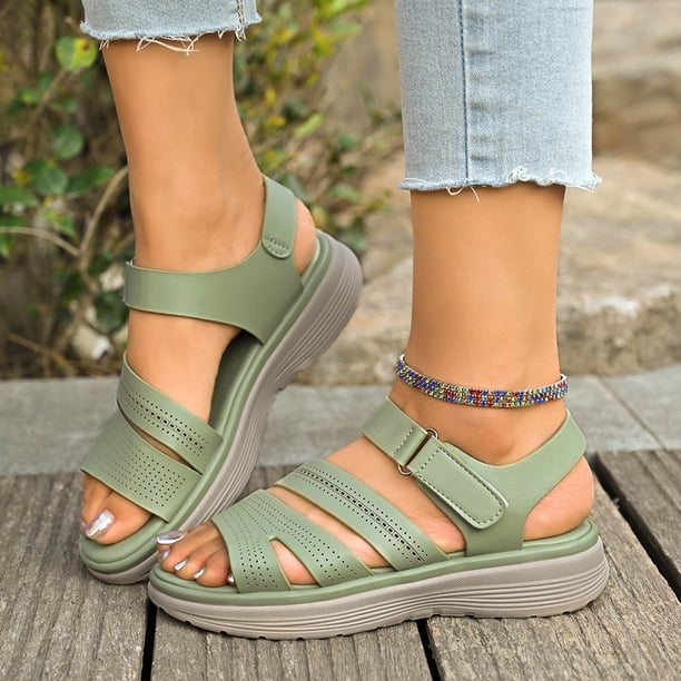 WILLBEST Sandalias Para Mujer, Sandalias Onduladas Con Plataforma Y Cuña, Sandalias De Cuña Transpirables Con Hebilla Trenzada Versátiles A La Moda