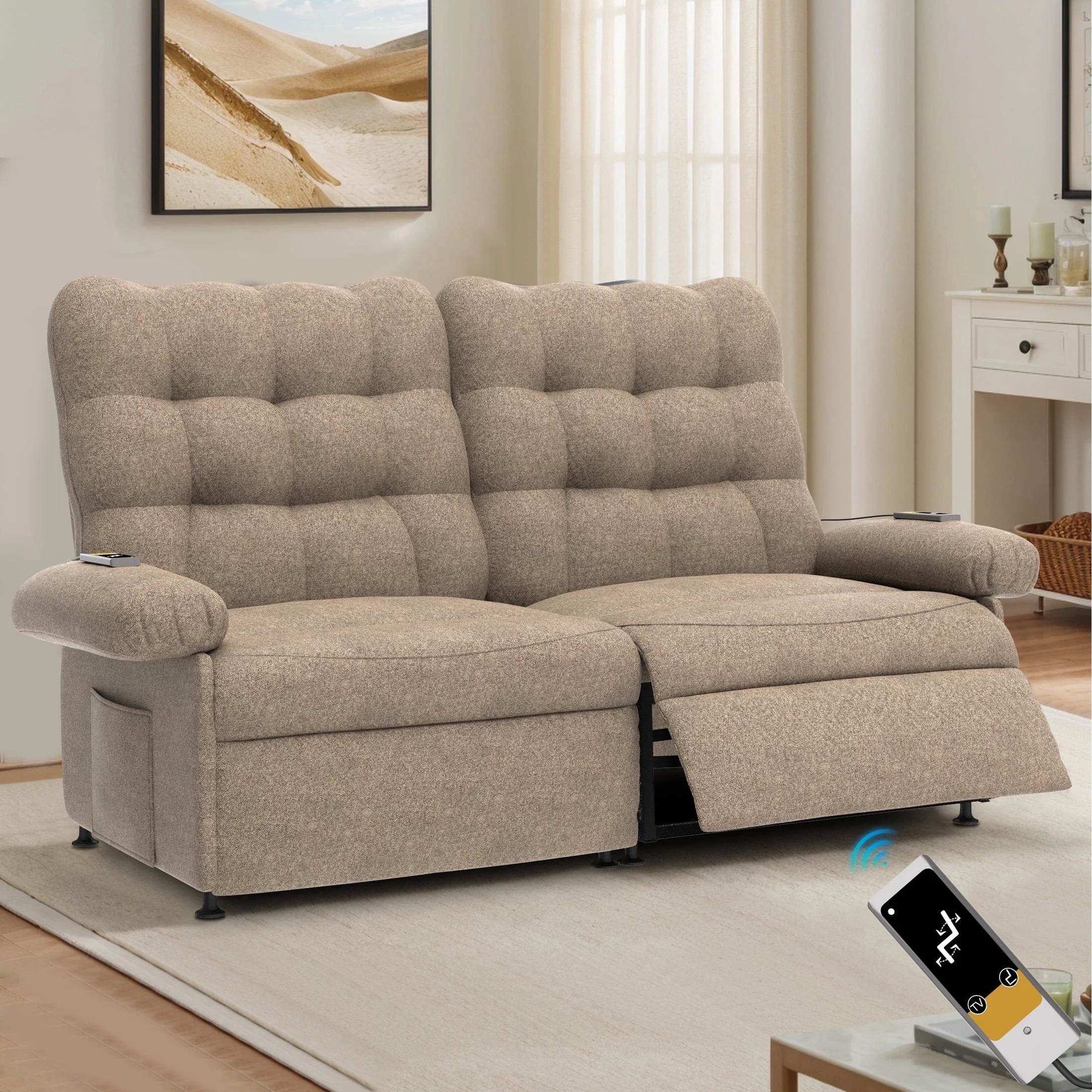 UHOMEPRO Small Electric Recliner Chair for Seniors, Compact Recliner for Small Spaces with Wider Seat Comfort, Easy Remote Control, Adjustable Backrest & Footrest
