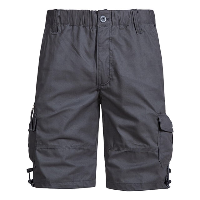 Pantalones de Carga de Bolsillo Múltiple para Hombres, Botón Estirable Casual, Pantalones Cortos Clásicos de Verano con Cintura Elástica