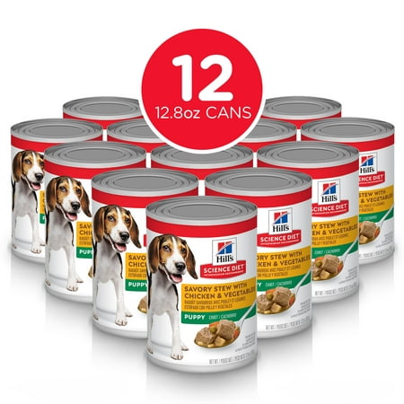 Hill's Science Diet Puppy Canned Dog Food, Savory Stew with Chicken & Vegetables, 12.8 oz, 12 Pack wet dog (Best Diet For Golden Retriever Puppies)
