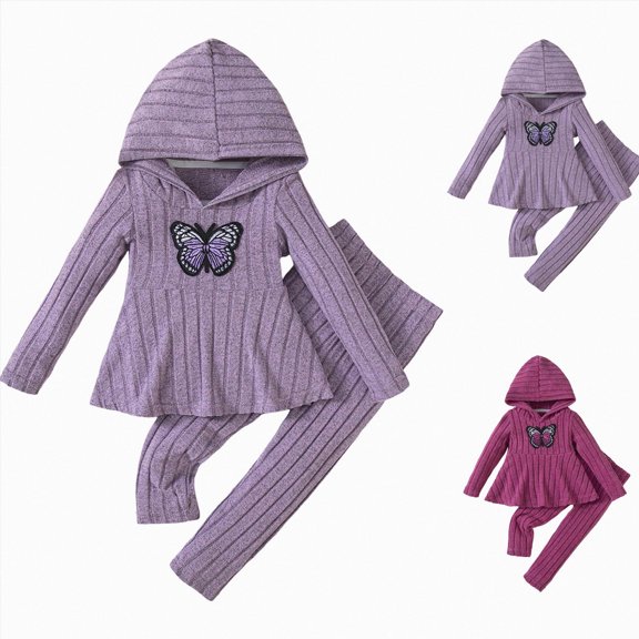 CAUYDY 1T 2T 3T 4T 5T 6T 7T Child Girl Fall Winter Clothes Little Kids Long Sleeve Shirt Elastic Waist Pants 2PCS Matching Sets Kid Princess Outfits Sizes 6-7 Years,Hot Pink