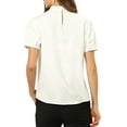 thumbnail image 3 of Unique Bargains Blouses Décontractées à Manches Courtes Bouffantes et Col Montant pour Femmes, 3 of 7
