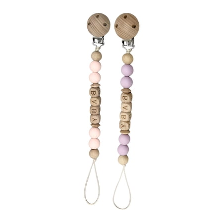 XIBUFE 2 Pcs Pacifier Clip, Beechwood Binky Holder Anti-Fall