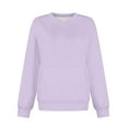 thumbnail image 5 of Women's Casual Fashion Solid Color V-Neck Long Sleeve Lightweight Pullover Sweatshirt with Pockets for Warmth and Comfortable Fit,Purple Pink,2XL, 5 of 6
