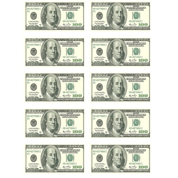 Ten 100 Dollar Bill Images Edible Cupcake or Cake Topper - Walmart.com ...