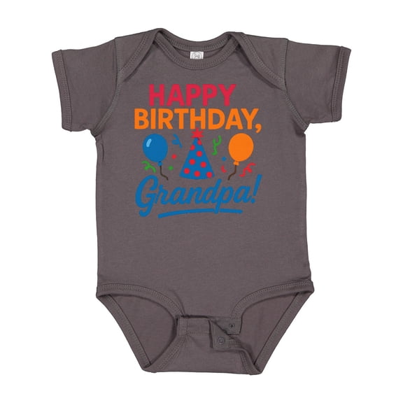 Inktastic Happy Birthday Grandpa Party Hat Balloons Boys or Girls Baby Bodysuit