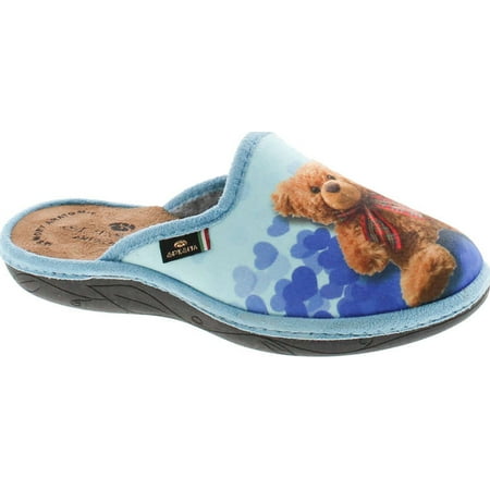 

SC Home Collection Womens 18017 I Heart Teddy Cozy House Slippers Made in Europe Blue 40