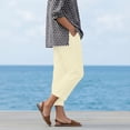 thumbnail image 5 of SwiftWear Women's Cotton Linen Straight Leg Pants Elastic Waist Casual Ankle Cropped Trousers with Pockets Stretch Pull On Comfy Pants, 5 of 9
