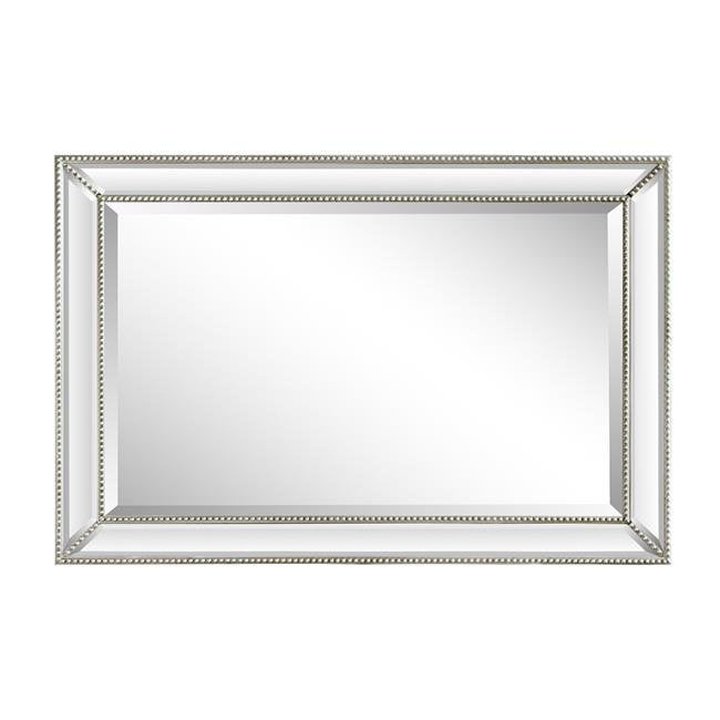 Rectangle Silver Beaded Frame Mirror, Silver Beaded Frame Wall Mirror