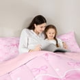 thumbnail image 5 of Erosebridal Pink Ribbon Bow 7-Piece Twin Bedding Sets For Girls,Cute Princess Bowknot Kids Bedding Comforter Set,Pink Reversible, 5 of 7