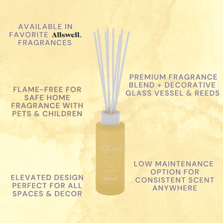 Allswell Scented Reed Diffuser Lemon Zest Bergamot Sage Flameless
