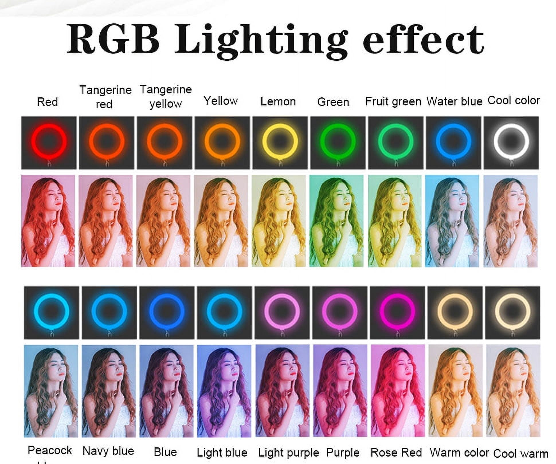 10" RGB Selfie Ring Light with 63" Tripod Stand, Dimmable for Makeup Live Streaming YouTube TikTok Photography