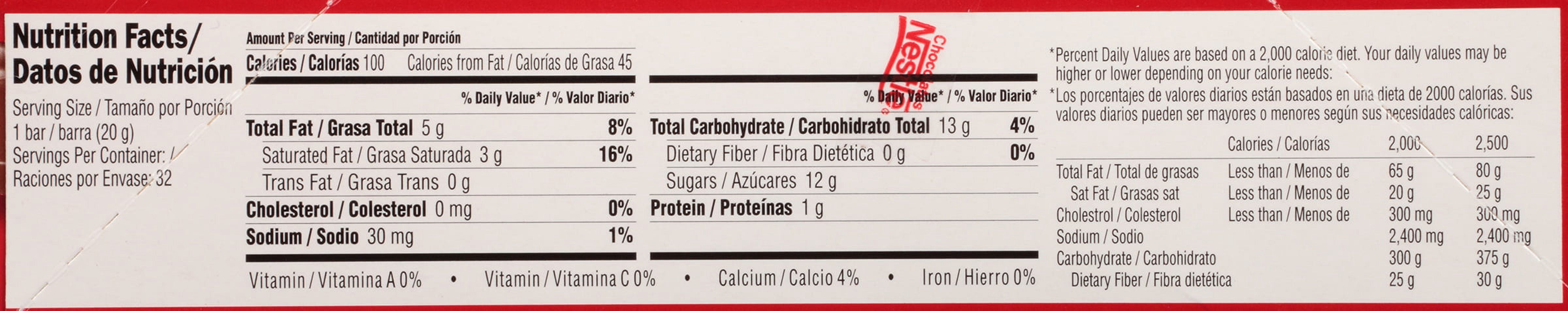 NESTLE CARLOS V Milk Chocolate Style Bar 32 ct Box