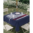 thumbnail image 3 of Square Outdoor Tablecloth with Umbrella Hole American Flag Outside Table Cloth Waterproof Patio Table Cover US Flag Baseball Stars Navy Blue Zipper Tablecloths for Picnic Party Camping 54x54 Inch, 3 of 8