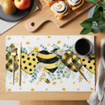 thumbnail image 2 of Summer Bee Love Placemats Set of 6, Daisy Floral Eucalyptus Leaves Rustic Placemats for Dining Table, Place Mats for Kitchen Tabletop, Waterproof Wipeable Dining Table Mats Set, 2 of 9