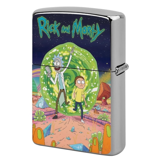 Rick y Morty-theme Copper Metal Lighter Shell, Premium Replacement Refillable Lighter Case with Durable Metal Construction, Compatible with Zippo and Most Standard Lighter Models